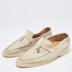 Pre Owned Loro Piana Grey Suede Summer Charms Walk Loafers Size 40