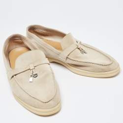 Pre Owned Loro Piana Grey Suede Summer Charms Walk Loafers Size 40