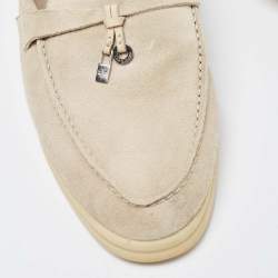 Pre Owned Loro Piana Grey Suede Summer Charms Walk Loafers Size 40