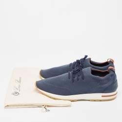 Pre Owned Loro Piana Navy Blue Knit Fabric 360 LP Flexy Walk Sneakers Size 44