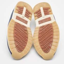 Pre Owned Loro Piana Navy Blue Knit Fabric 360 LP Flexy Walk Sneakers Size 44