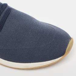 Pre Owned Loro Piana Navy Blue Knit Fabric 360 LP Flexy Walk Sneakers Size 44
