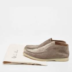 Pre Owned Loro Piana Grey Suede Summer Walk Slip On Loafers Size 41.5