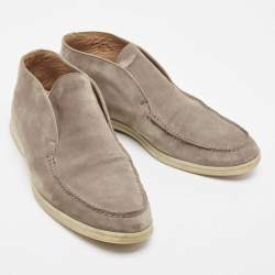 Pre Owned Loro Piana Grey Suede Summer Walk Slip On Loafers Size 41.5