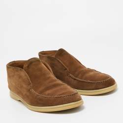 Pre Owned Loro Piana Brown Suede Summer Walk Loafers Size 41.5