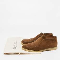 Pre Owned Loro Piana Brown Suede Summer Walk Loafers Size 41.5