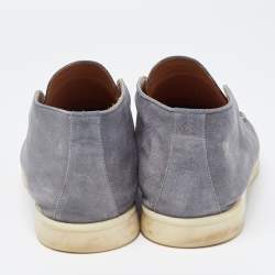 Pre Owned Loro Piana Grey Suede Summer Walk Loafers Size 41.5