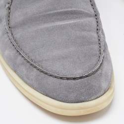 Pre Owned Loro Piana Grey Suede Summer Walk Loafers Size 41.5