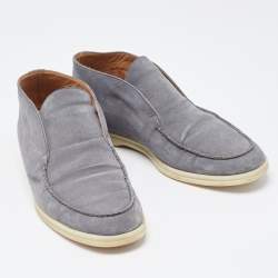 Pre Owned Loro Piana Grey Suede Summer Walk Loafers Size 41.5