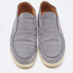 Pre Owned Loro Piana Grey Suede Summer Walk Loafers Size 41.5