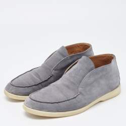 Pre Owned Loro Piana Grey Suede Summer Walk Loafers Size 41.5