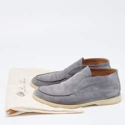Pre Owned Loro Piana Grey Suede Summer Walk Loafers Size 41.5