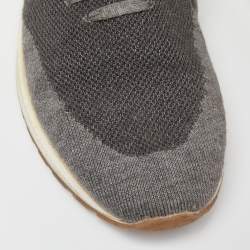 Pre Owned Loro Piana Grey Knit Fabric and Leather 360 Flexy Walker Slip On Sneakers Size 41