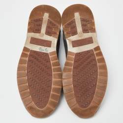 Pre Owned Loro Piana Grey Knit Fabric and Leather 360 Flexy Walker Slip On Sneakers Size 41