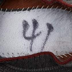 Pre Owned Loro Piana Grey Knit Fabric and Leather 360 Flexy Walker Slip On Sneakers Size 41