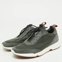 Loro Piana Grey Leather and Suede Modular Walk Sneakers Size 40