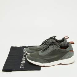 Loro Piana Grey Leather and Suede Modular Walk Sneakers Size 40