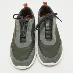 Loro Piana Grey Leather and Suede Modular Walk Sneakers Size 40