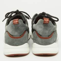Loro Piana Grey Leather and Suede Modular Walk Sneakers Size 40