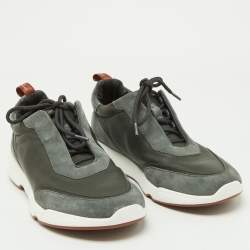 Loro Piana Grey Leather and Suede Modular Walk Sneakers Size 40
