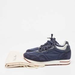 Pre Owned Loro Piana Blue Suede And Nylon Low Top Sneakers Size 40