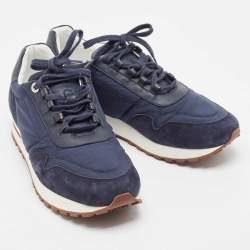 Pre Owned Loro Piana Blue Suede And Nylon Low Top Sneakers Size 40