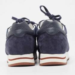 Pre Owned Loro Piana Blue Suede And Nylon Low Top Sneakers Size 40