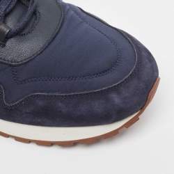Pre Owned Loro Piana Blue Suede And Nylon Low Top Sneakers Size 40