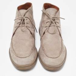 Pre Owned Loro Piana Grey Suede Namib Walk Ankle Boots Size 45
