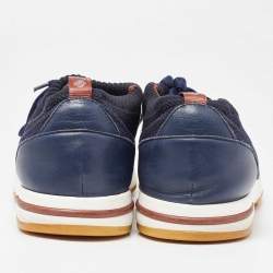 Pre Owned Loro Piana Blue Knit Fabric and Leather 360 LP Flexy Walk Sneakers Size 45