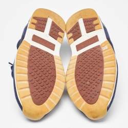 Pre Owned Loro Piana Blue Knit Fabric and Leather 360 LP Flexy Walk Sneakers Size 45