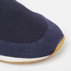 Pre Owned Loro Piana Blue Knit Fabric and Leather 360 LP Flexy Walk Sneakers Size 45