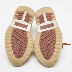 Pre Owned Loro Piana Mustard Knit Fabric and Leather 360 Flexy Walker Slip On Sneakers Size 44