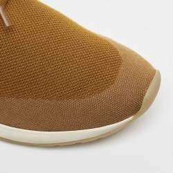Pre Owned Loro Piana Mustard Knit Fabric and Leather 360 Flexy Walker Slip On Sneakers Size 44