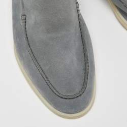 Pre Owned Loro Piana Pale Blue Suede Summer Walk Slip On Loafers Size 42.5