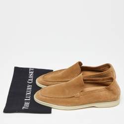 Loro Piana Brown Suede Summer Walk Slip On Loafers Size 42.5