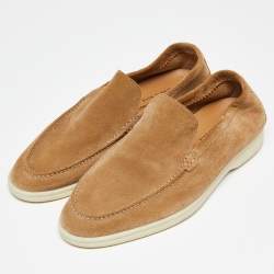 Loro Piana Brown Suede Summer Walk Slip On Loafers Size 42.5