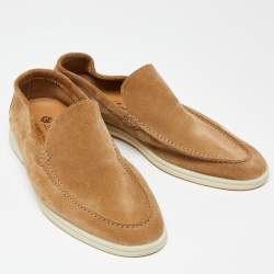 Loro Piana Brown Suede Summer Walk Slip On Loafers Size 42.5