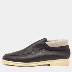 مملوكة مسبقًا Loro Piana Brown Leather Open Walk Ankle Boots Size 42