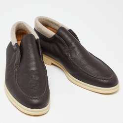 مملوكة مسبقًا Loro Piana Brown Leather Open Walk Ankle Boots Size 42