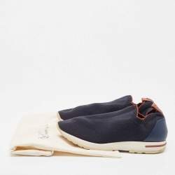 Pre Owned Loro Piana Navy Blue Knit Fabric 360 Lp Flexy Walker Sneakers Size 43