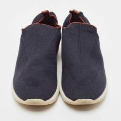 Pre Owned Loro Piana Navy Blue Knit Fabric 360 Lp Flexy Walker Sneakers Size 43