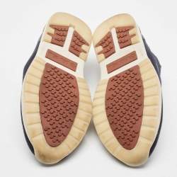 Pre Owned Loro Piana Navy Blue Knit Fabric 360 Lp Flexy Walker Sneakers Size 43