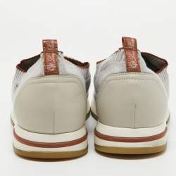 Loro Piana Grey Knit Fabric 360 LP Flexy Walk Slip On Sneakers Size 43