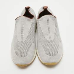 Loro Piana Grey Knit Fabric 360 LP Flexy Walk Slip On Sneakers Size 43