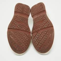 Pre Owned Loro Piana White/Grey Suede And Nylon Lace Up Sneakers Size 42