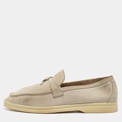 Loro Piana Grey Suede Summer Charms Walk Loafers Size 39