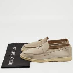 Loro Piana Grey Suede Summer Charms Walk Loafers Size 39