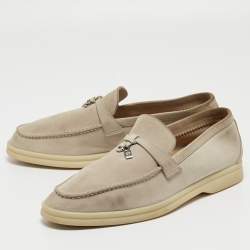 Loro Piana Grey Suede Summer Charms Walk Loafers Size 39