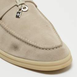 Loro Piana Grey Suede Summer Charms Walk Loafers Size 39